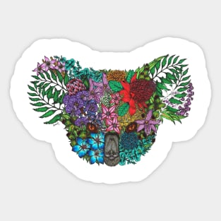 Floral Koala Color White Background Sticker